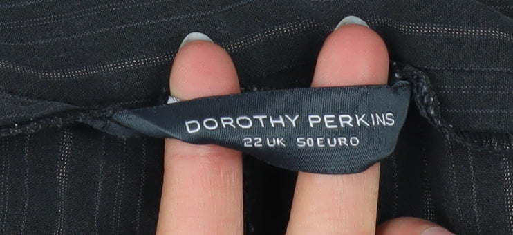 Dorothy Perkins Womens Black Pinstripe Wide-Leg Trousers Size 22