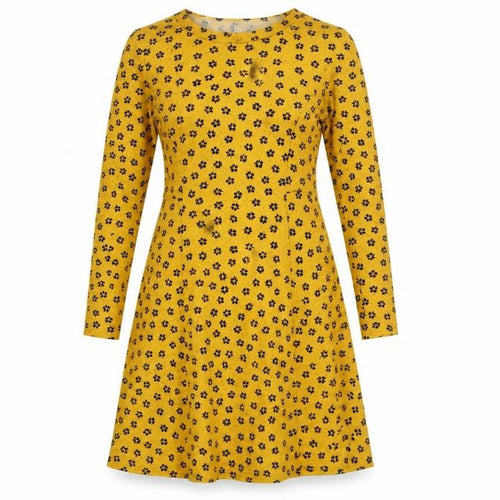 New Look Petite Yellow Floral A-Line Dress Women’s UK 6
