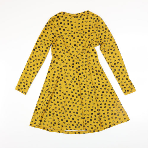 New Look Petite Yellow Floral A-Line Dress Women’s UK 6