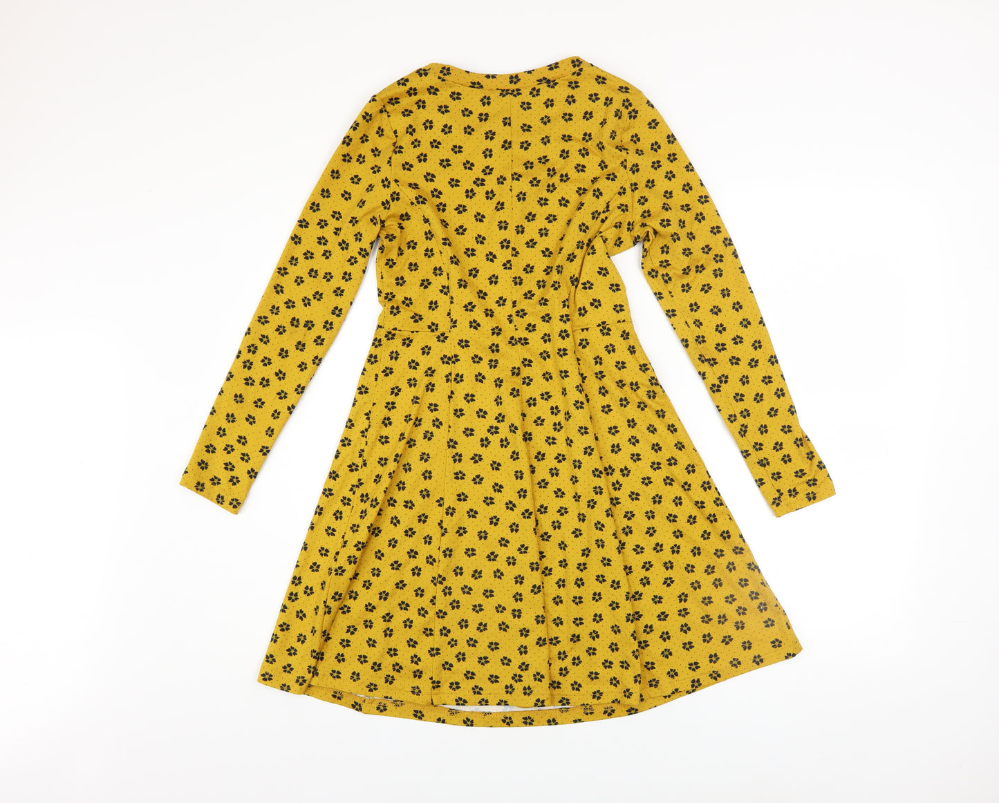 New Look Petite Yellow Floral A-Line Dress Women’s UK 6