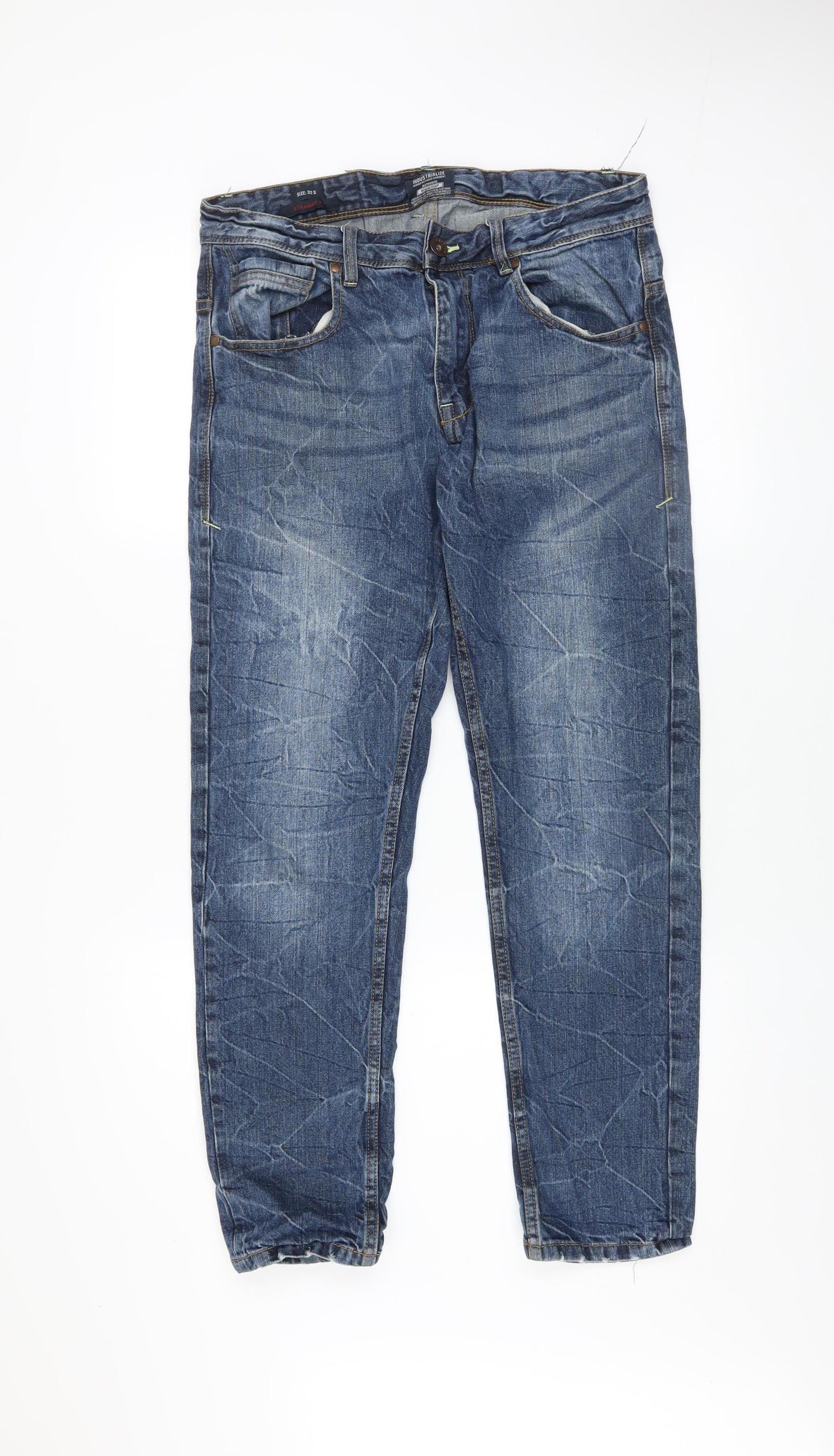 Industrialize Men's Blue Straight Fit 32S Denim Jeans