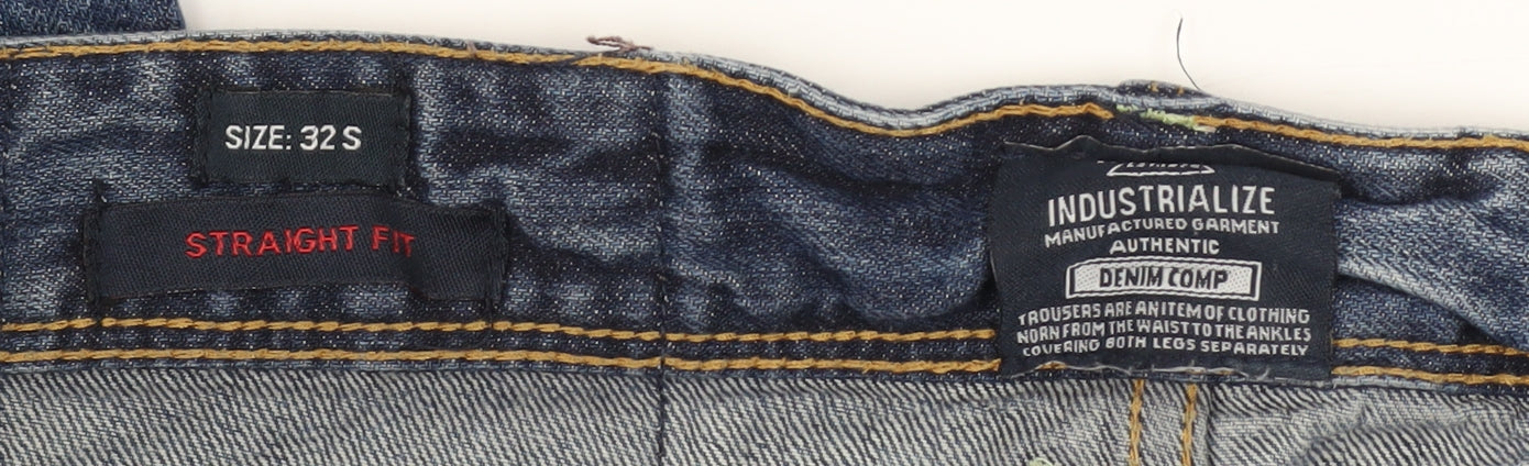 Industrialize Men's Blue Straight Fit 32S Denim Jeans