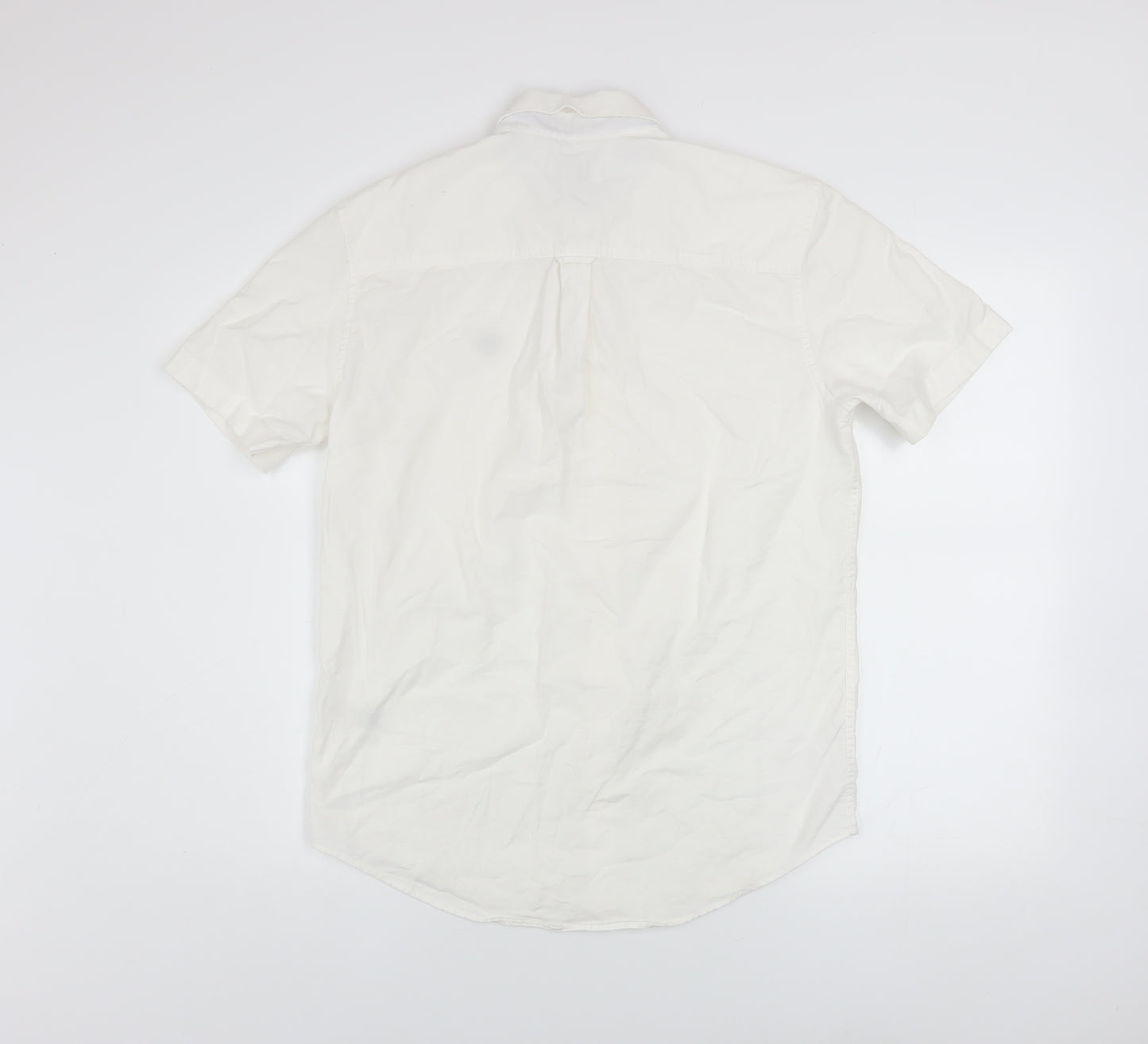 Easy Men's White Short Sleeve Button-Down Cotton Shirt Size S