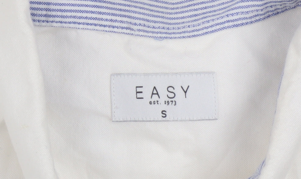 Easy Men's White Short Sleeve Button-Down Cotton Shirt Size S
