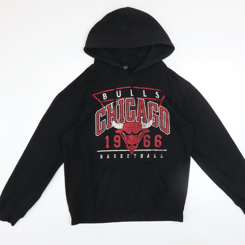 UNK Men's Black Chicago Bulls Pullover Hoodie Medium Basketball Graphic