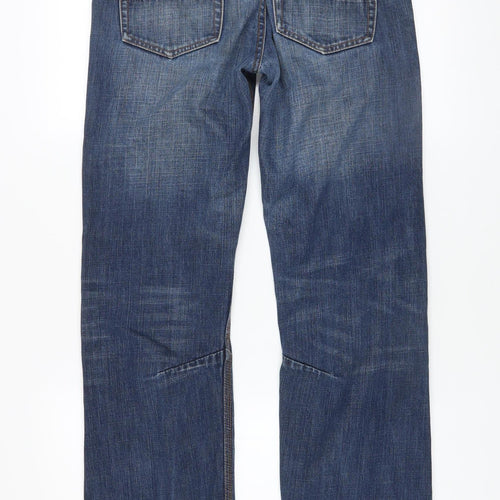 Superdry Mens Blue Straight Jeans Size 30 Distressed Denim