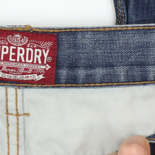 Superdry Mens Blue Straight Jeans Size 30 Distressed Denim