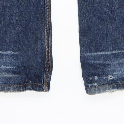 Superdry Mens Blue Straight Jeans Size 30 Distressed Denim