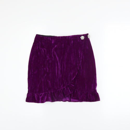 Topshop Women’s Purple Velvet Wrap Mini Skirt Size 6