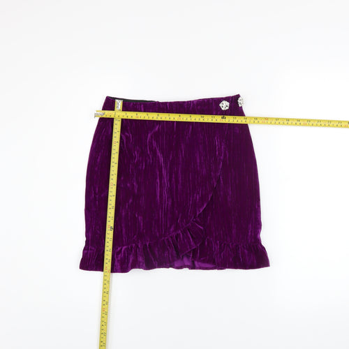 Topshop Women’s Purple Velvet Wrap Mini Skirt Size 6
