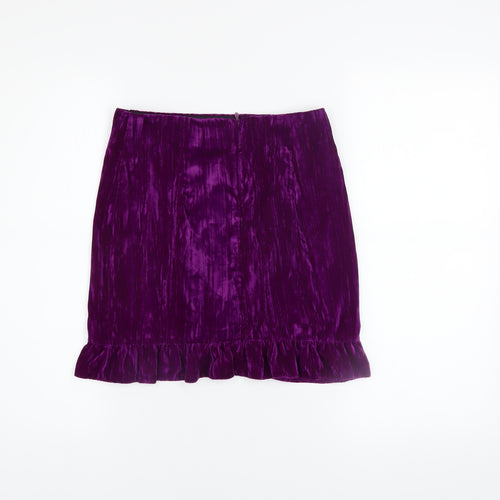 Topshop Women’s Purple Velvet Wrap Mini Skirt Size 6