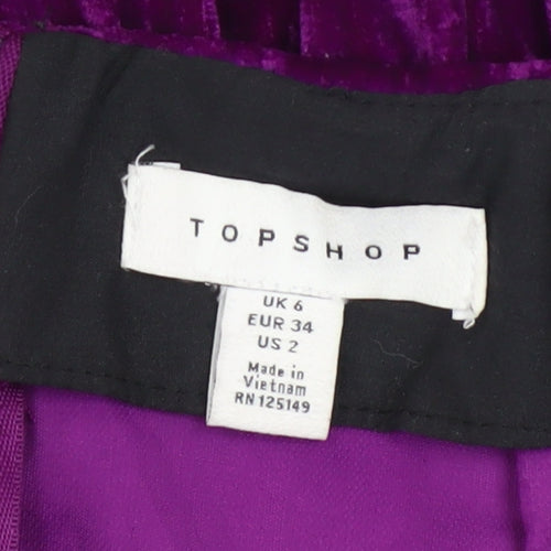 Topshop Women’s Purple Velvet Wrap Mini Skirt Size 6