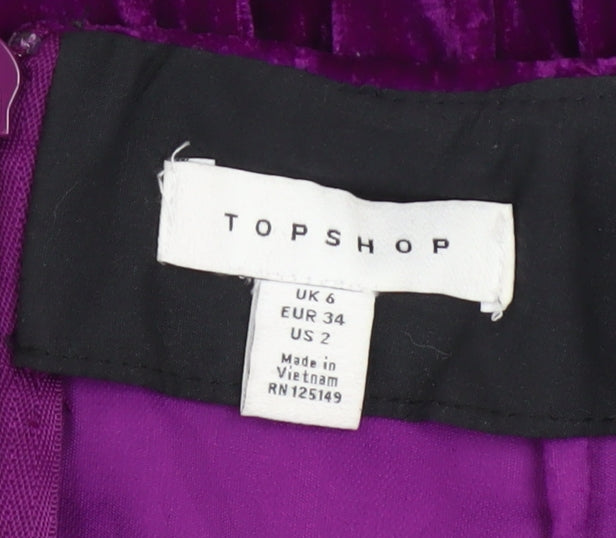 Topshop Women’s Purple Velvet Wrap Mini Skirt Size 6