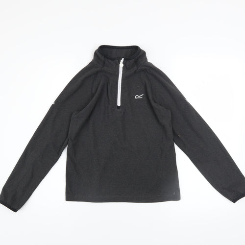 Regatta Boys Black 13 Years Fleece Quarter Zip Pullover Sweatshirt