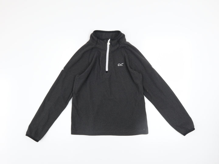 Regatta Boys Black 13 Years Fleece Quarter Zip Pullover Sweatshirt