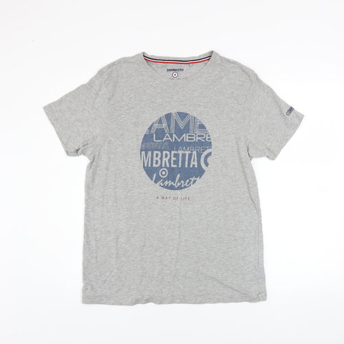 Lambretta Men's Grey XL Retro Graphic Logo T-Shirt Cotton Blend