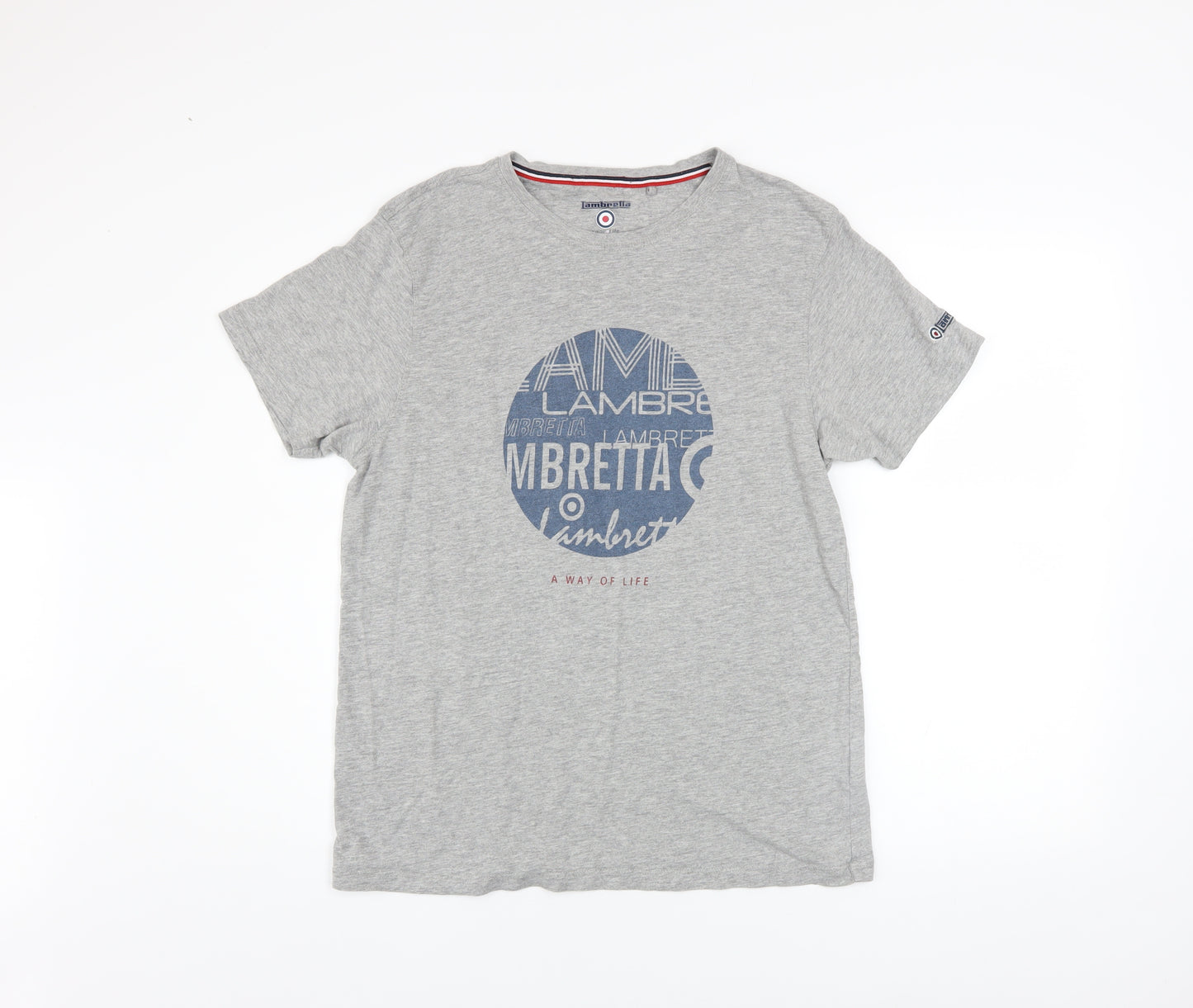 Lambretta Men's Grey XL Retro Graphic Logo T-Shirt Cotton Blend