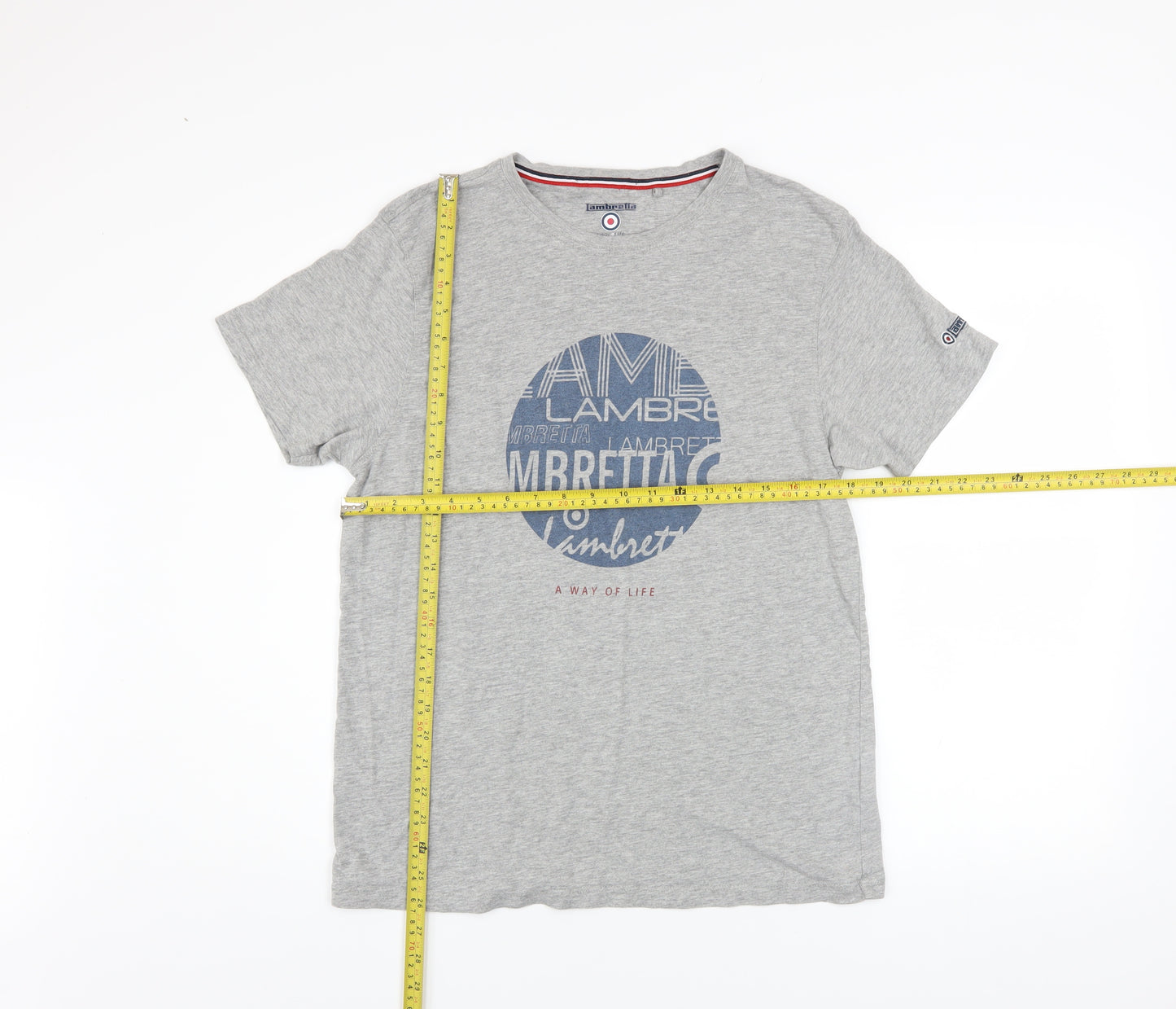 Lambretta Men's Grey XL Retro Graphic Logo T-Shirt Cotton Blend