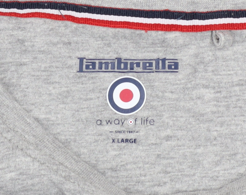 Lambretta Men's Grey XL Retro Graphic Logo T-Shirt Cotton Blend