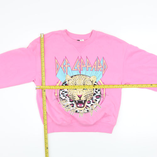 H&M Divided Women's Pink Def Leppard Pullover Sweatshirt XXS