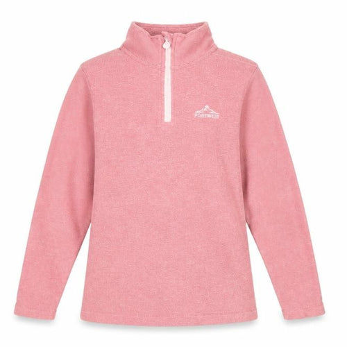 Portwest Girls Pink Fleece 1/4 Zip Pullover Sweatshirt 11-12 Years