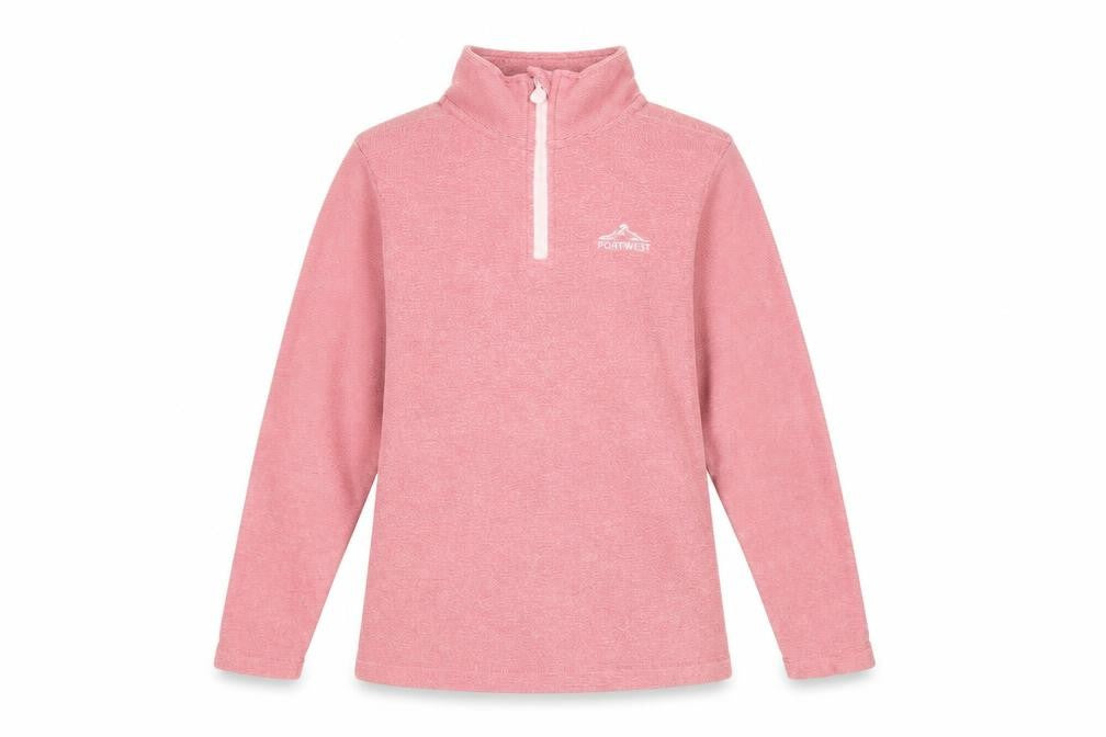 Portwest Girls Pink Fleece 1/4 Zip Pullover Sweatshirt 11-12 Years