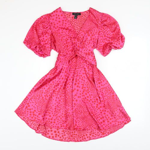 New Look Women’s Pink Polka Dot Short Wrap Dress Size 10
