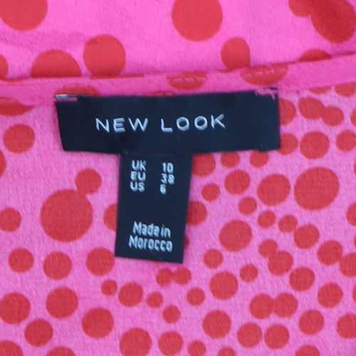 New Look Women’s Pink Polka Dot Short Wrap Dress Size 10