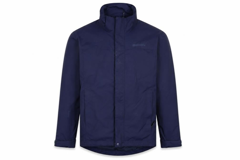 Front view of Mountain Warehouse Men's Blue Waterproof Breathable Jacket, size S