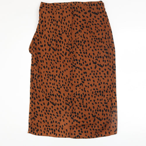 BZ Women’s Brown Leopard Print Wrap Midi Skirt Size S