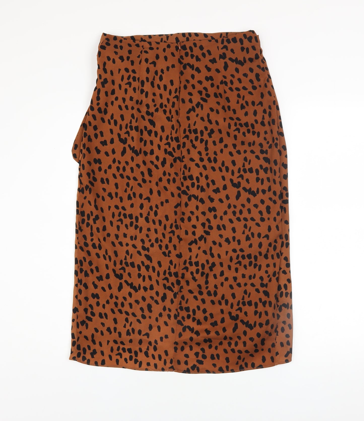 BZ Women’s Brown Leopard Print Wrap Midi Skirt Size S