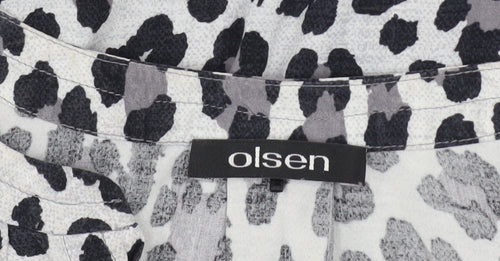 Olsen Womens Grey Animal Print Viscose Long Sleeve Blouse Size 12