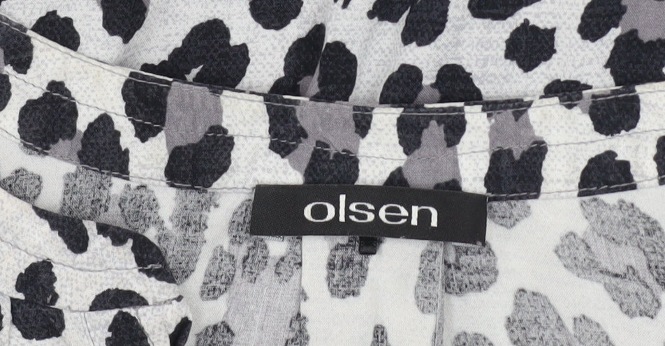Olsen Womens Grey Animal Print Viscose Long Sleeve Blouse Size 12