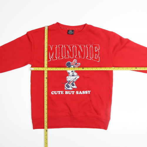 Disney Minnie Mouse Girls Red Sweatshirt 11-12 Years Pullover Cotton Blend