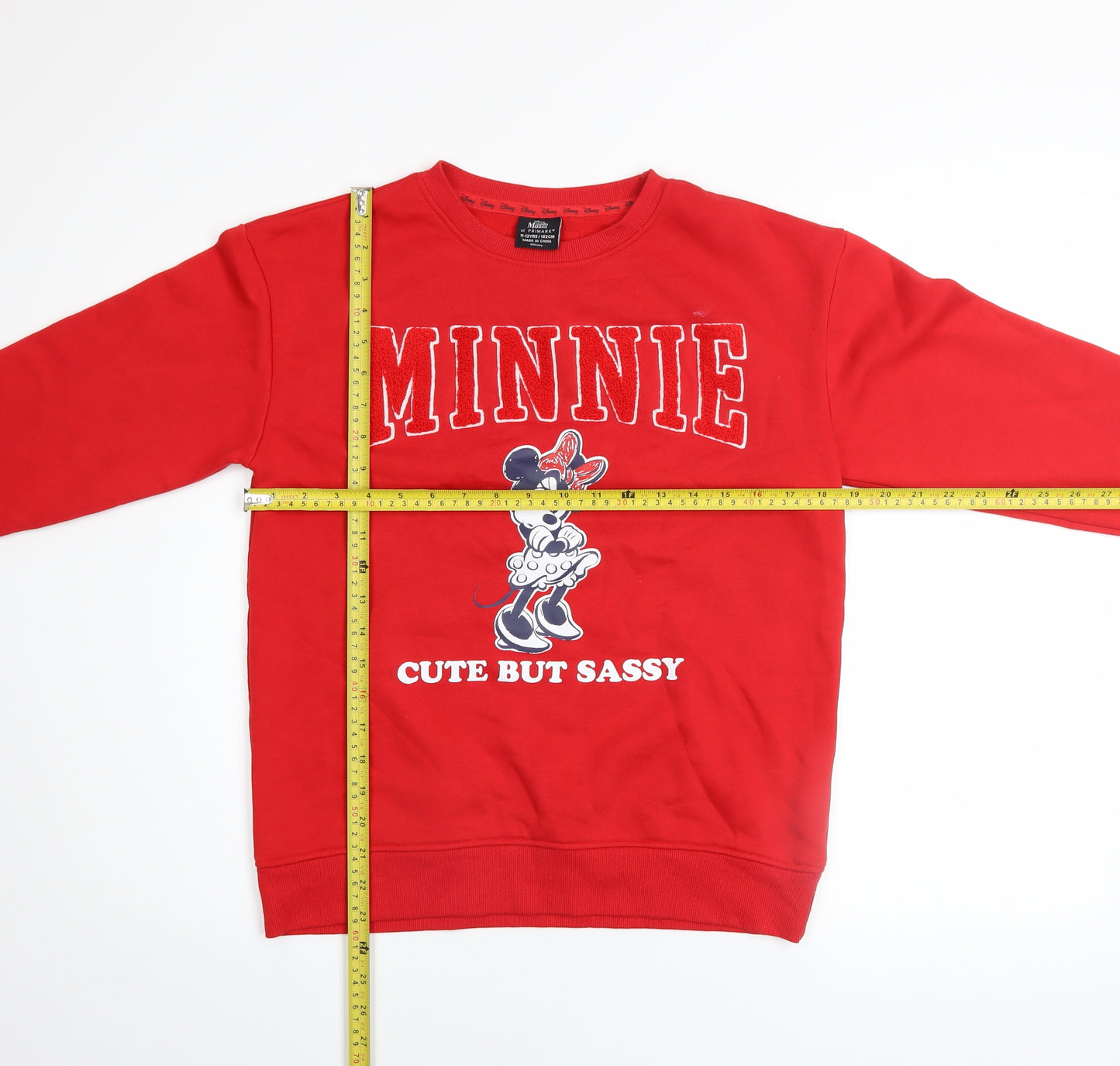 Disney Minnie Mouse Girls Red Sweatshirt 11-12 Years Pullover Cotton Blend