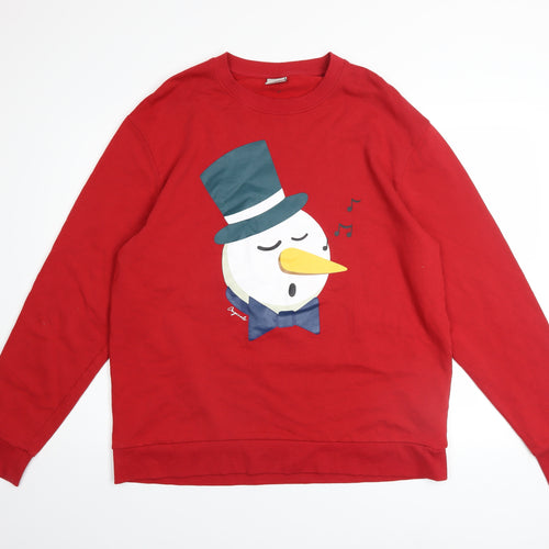 Jack & Jones Mens Red 2XL Pullover Christmas Graphic Sweatshirt
