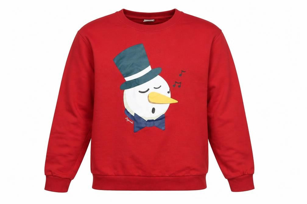 Front view of Jack & Jones men’s red 2xl pullover christmas graphic sweatshirt