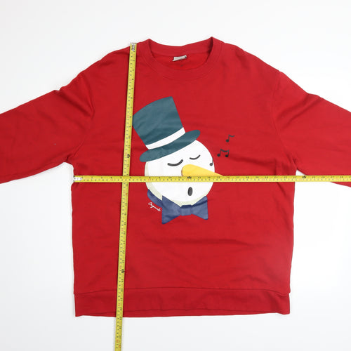 Jack & Jones Mens Red 2XL Pullover Christmas Graphic Sweatshirt