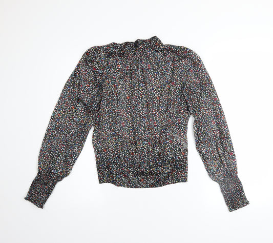Paco Boutique Women's Multicoloured Floral High Neck Blouse Size 10