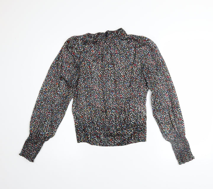 Paco Boutique Women's Multicoloured Floral High Neck Blouse Size 10