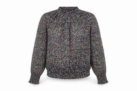 Front view of Paco Boutique Women's Multicoloured Floral High Neck Blouse, size 10