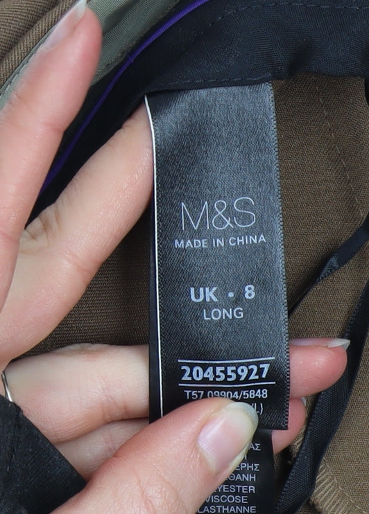 Marks and Spencer Women’s Brown Size 8 Long Dress Pants with Zip Pockets