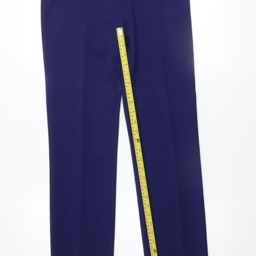 Marks and Spencer Women Blue Slim Fit Stretch Work Trousers Size 8 Long
