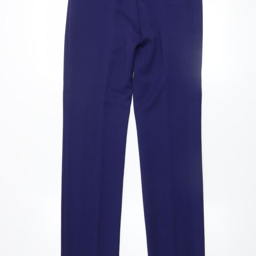Marks and Spencer Women Blue Slim Fit Stretch Work Trousers Size 8 Long