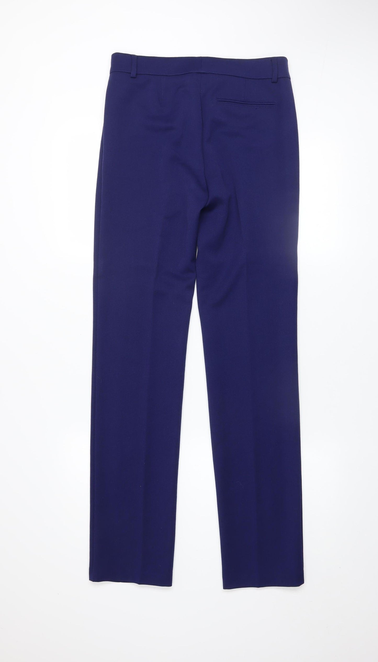 Marks and Spencer Women Blue Slim Fit Stretch Work Trousers Size 8 Long