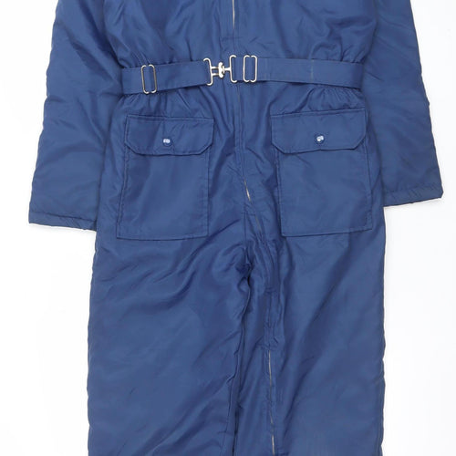 Wild Thunder Blue Nylon Insulated Ski Jumpsuit Women UK 14 Belted Zip Winter