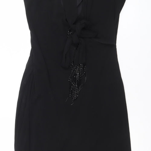 Esprit Women’s Black Sleeveless Beaded Chiffon Sheath Dress XL
