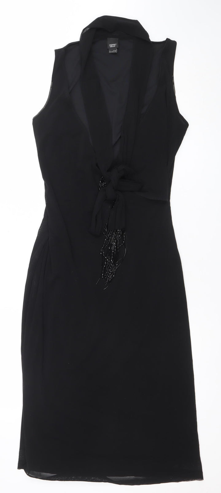 Esprit Women’s Black Sleeveless Beaded Chiffon Sheath Dress XL
