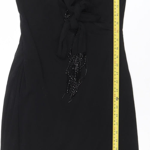Esprit Women’s Black Sleeveless Beaded Chiffon Sheath Dress XL