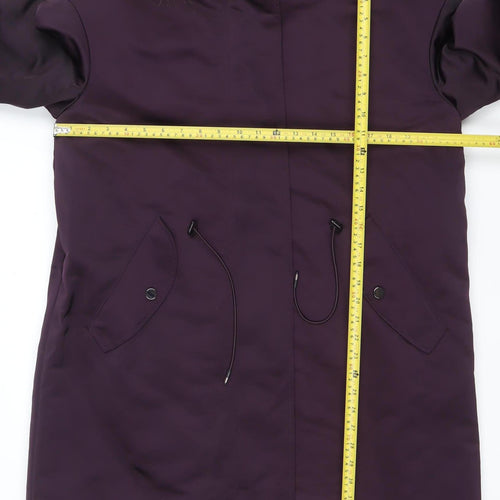 Marks and Spencer Womens Purple Faux Fur Hooded Parka Coat Size 8